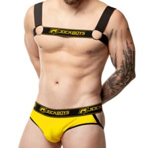 Cueca Jockstrap + Harness Masculino - Amarela, M